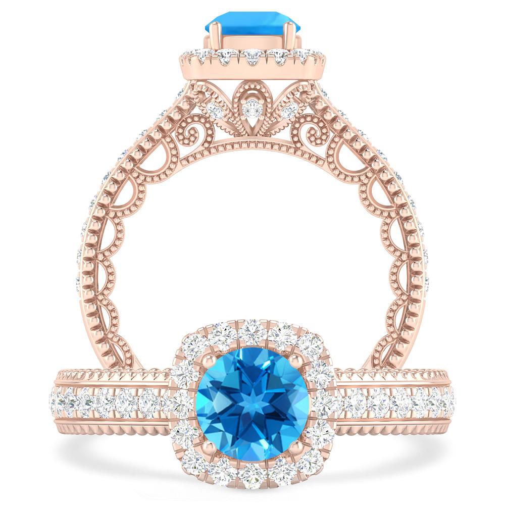 Rose Gold - Blue Topaz