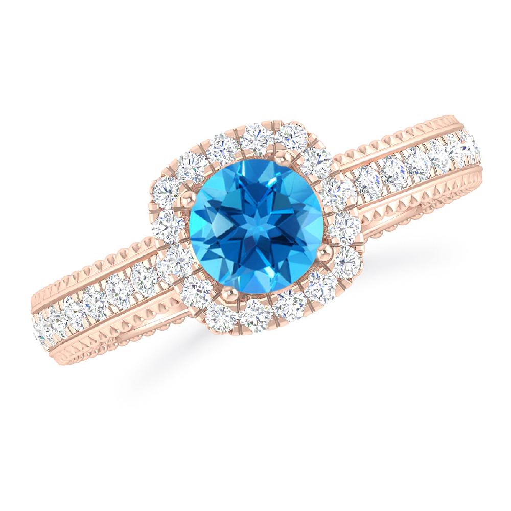 Rose Gold - Blue Topaz