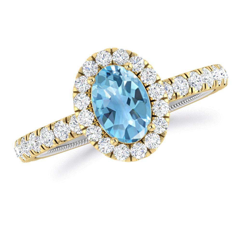 Yellow Gold - Blue Topaz