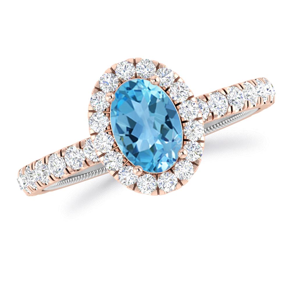 Rose Gold - Blue Topaz