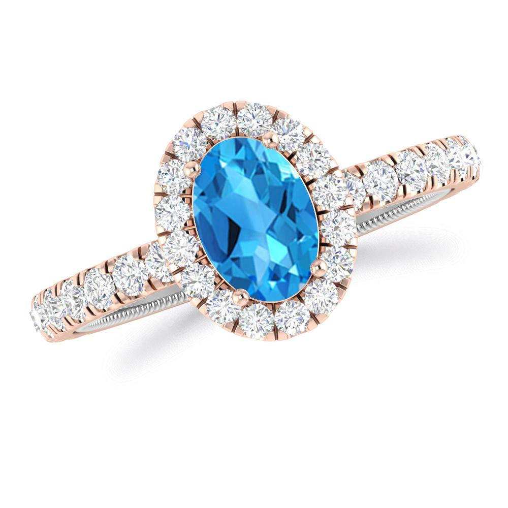 Rose Gold - Blue Topaz