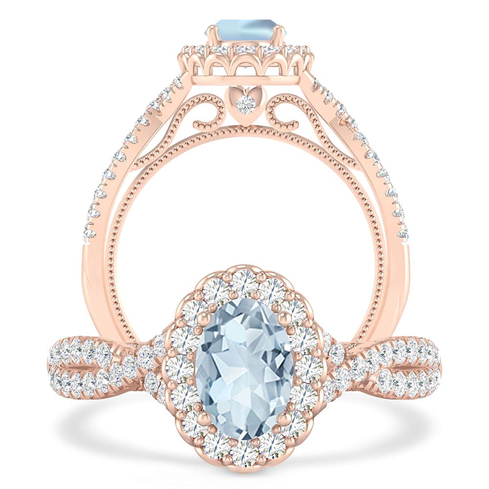 Rose Gold - Aquamarine