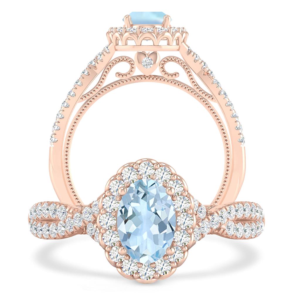 Rose Gold - Aquamarine