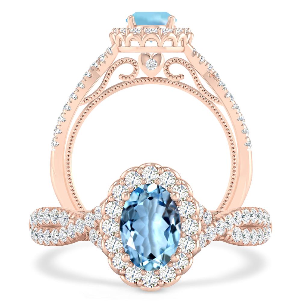 Rose Gold - Aquamarine