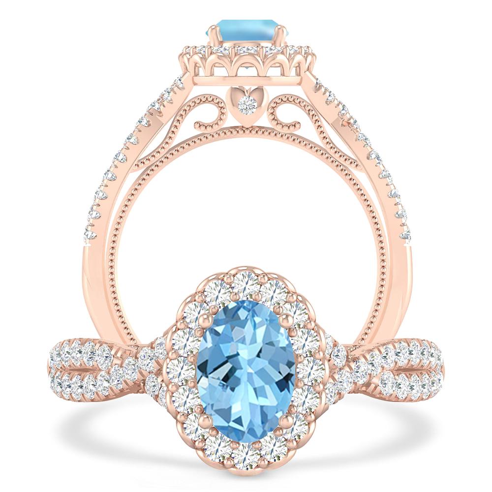 Rose Gold - Aquamarine