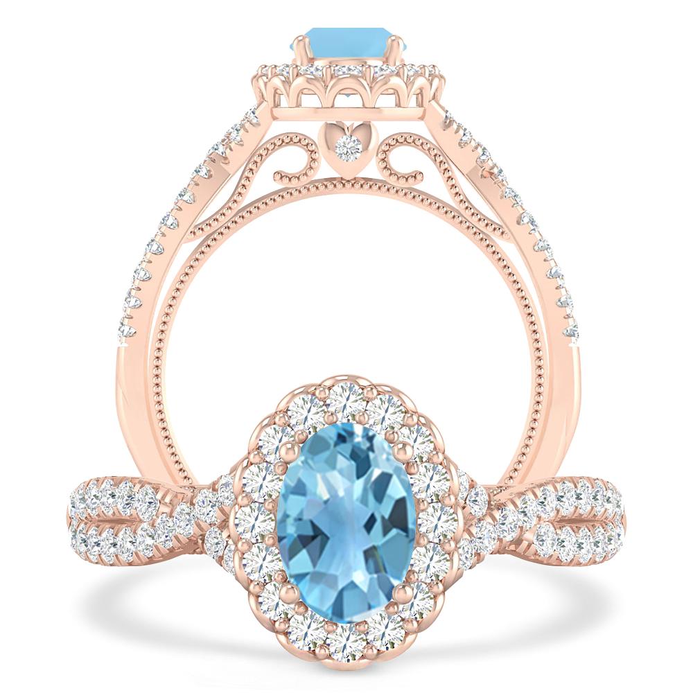 Rose Gold - Blue Topaz