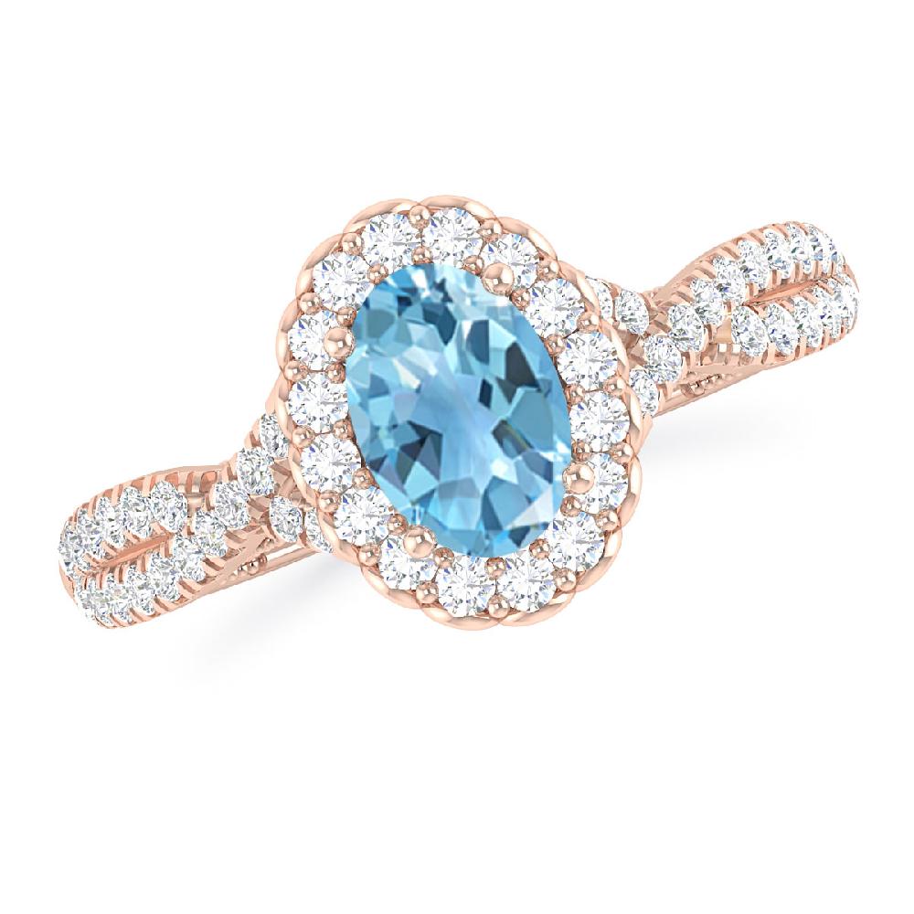 Rose Gold - Blue Topaz