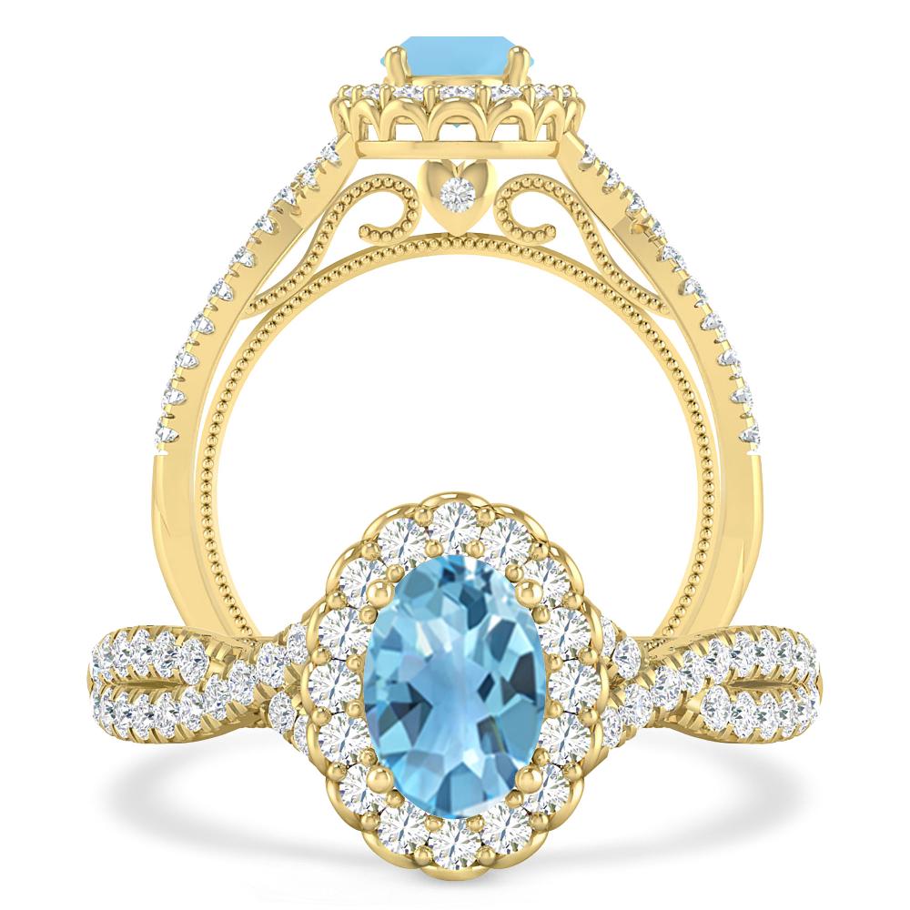 Yellow Gold - Blue Topaz