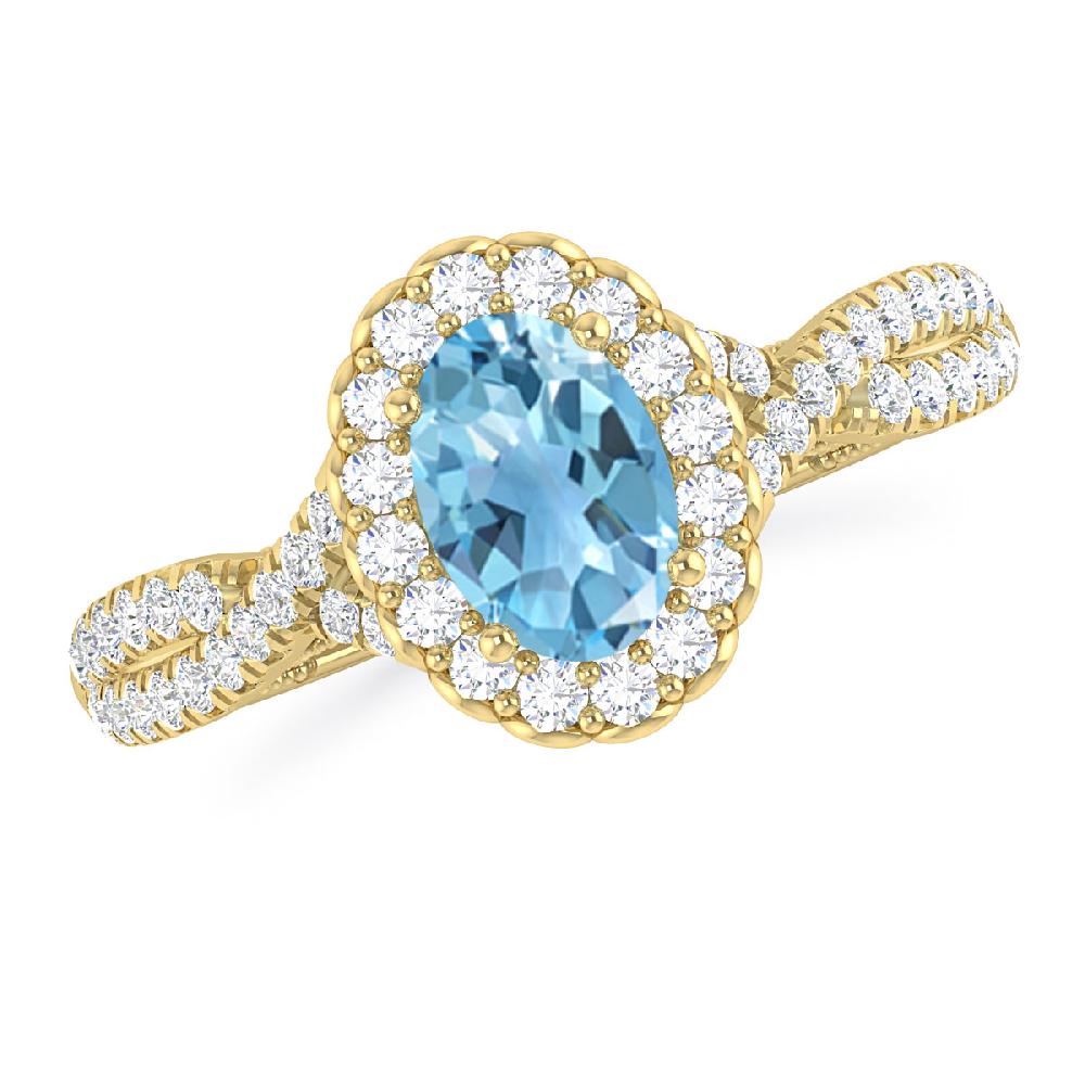 Yellow Gold - Blue Topaz