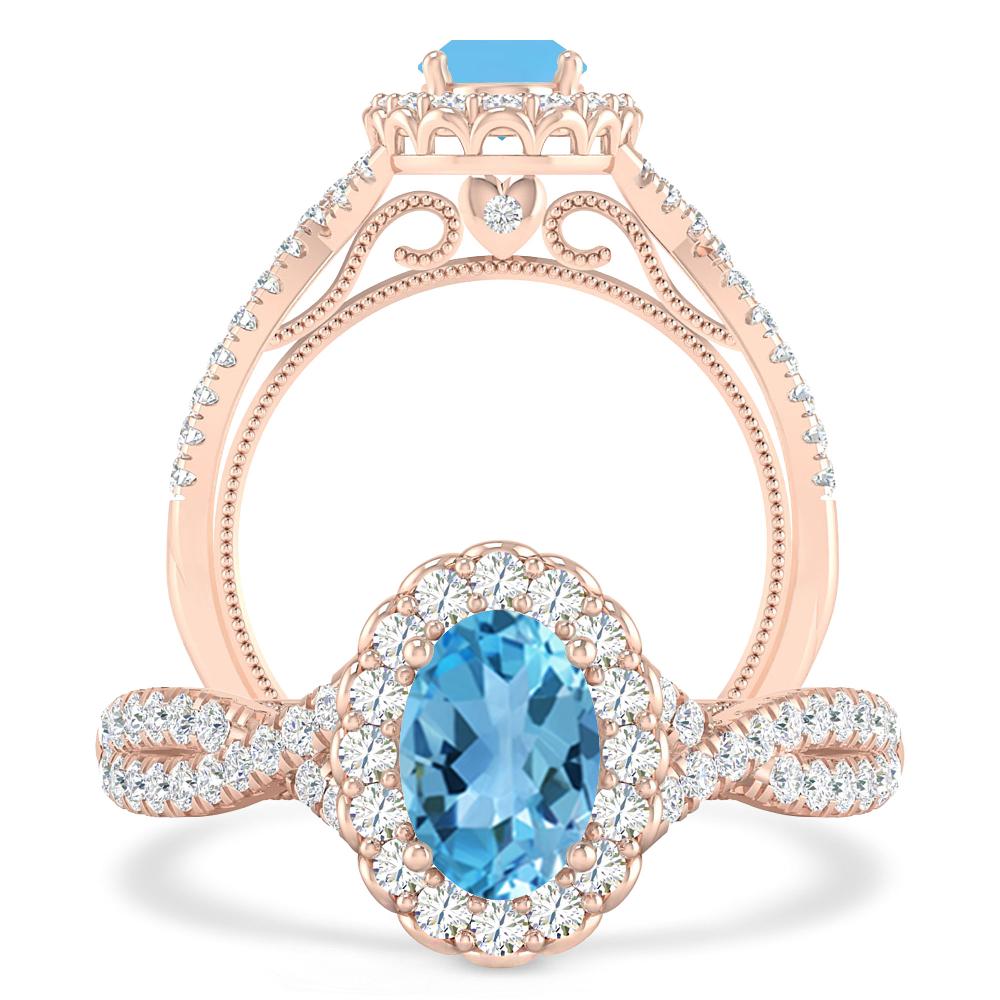 Rose Gold - Blue Topaz