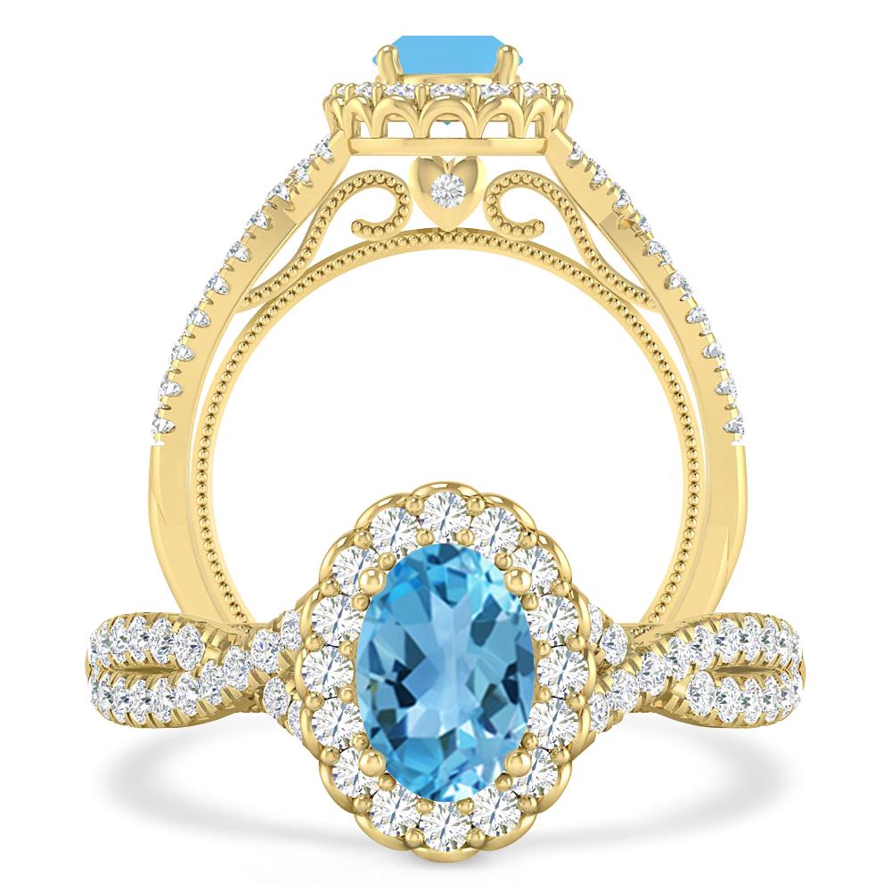 Yellow Gold - Blue Topaz