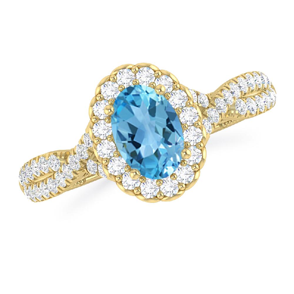 Yellow Gold - Blue Topaz