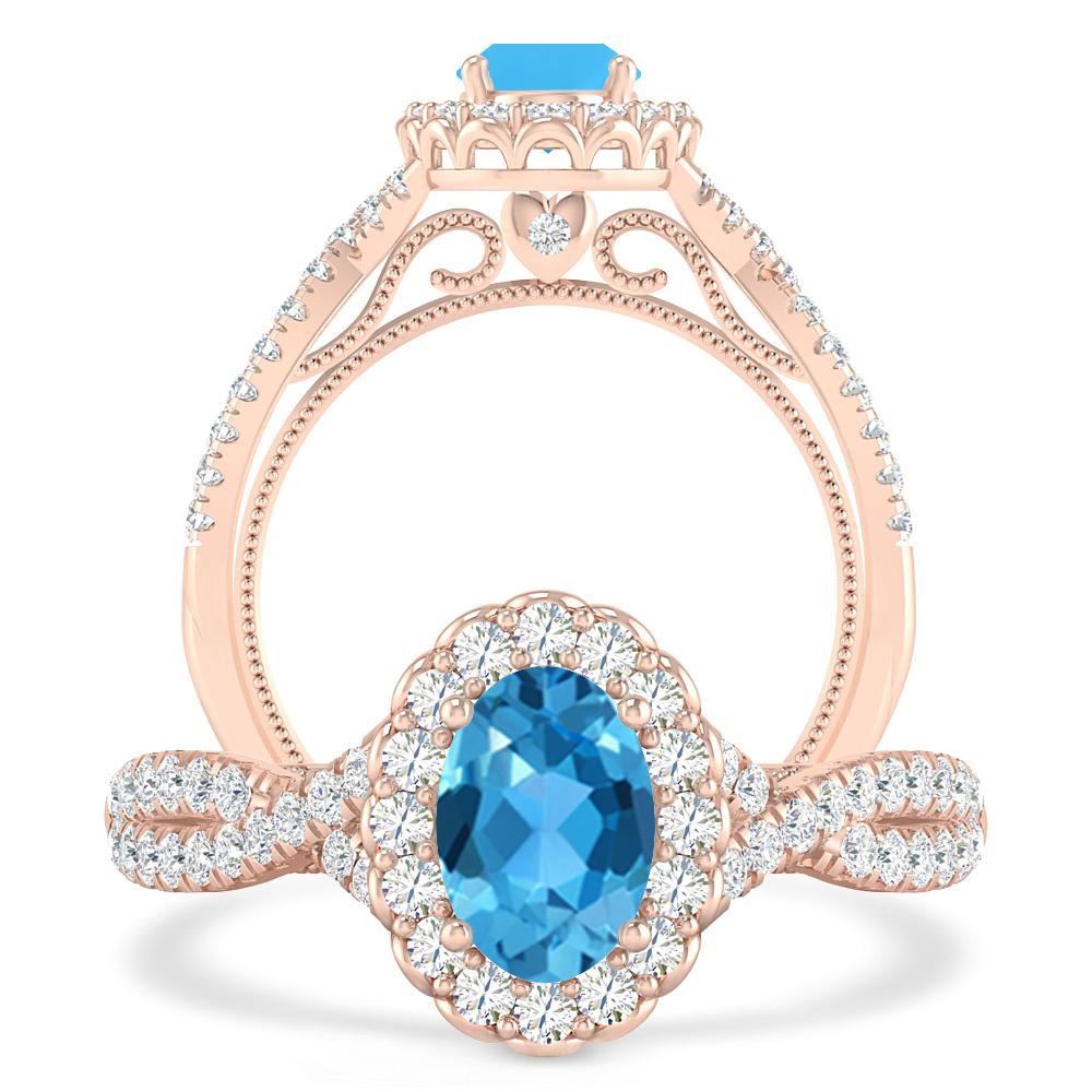 Rose Gold - Blue Topaz