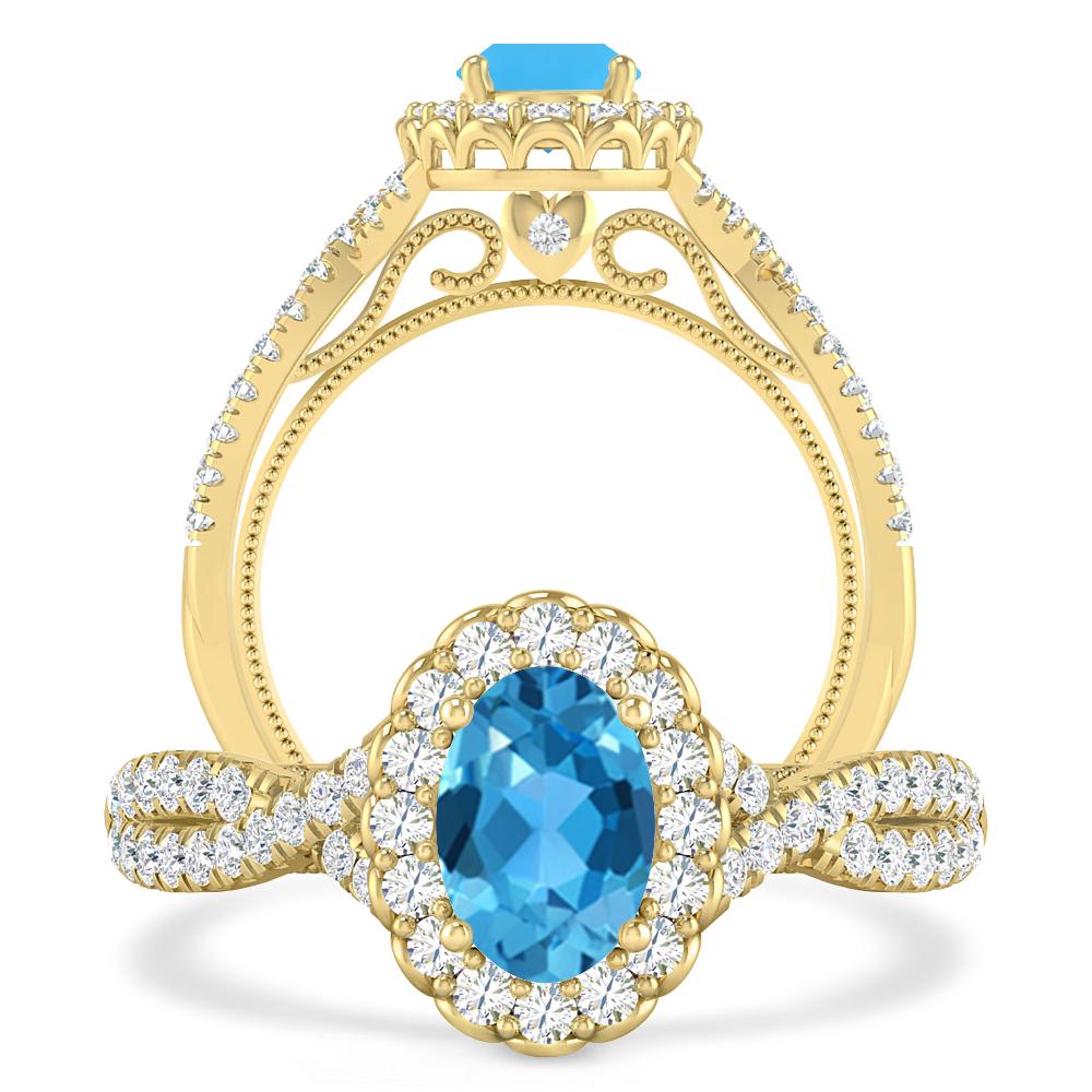 Yellow Gold - Blue Topaz