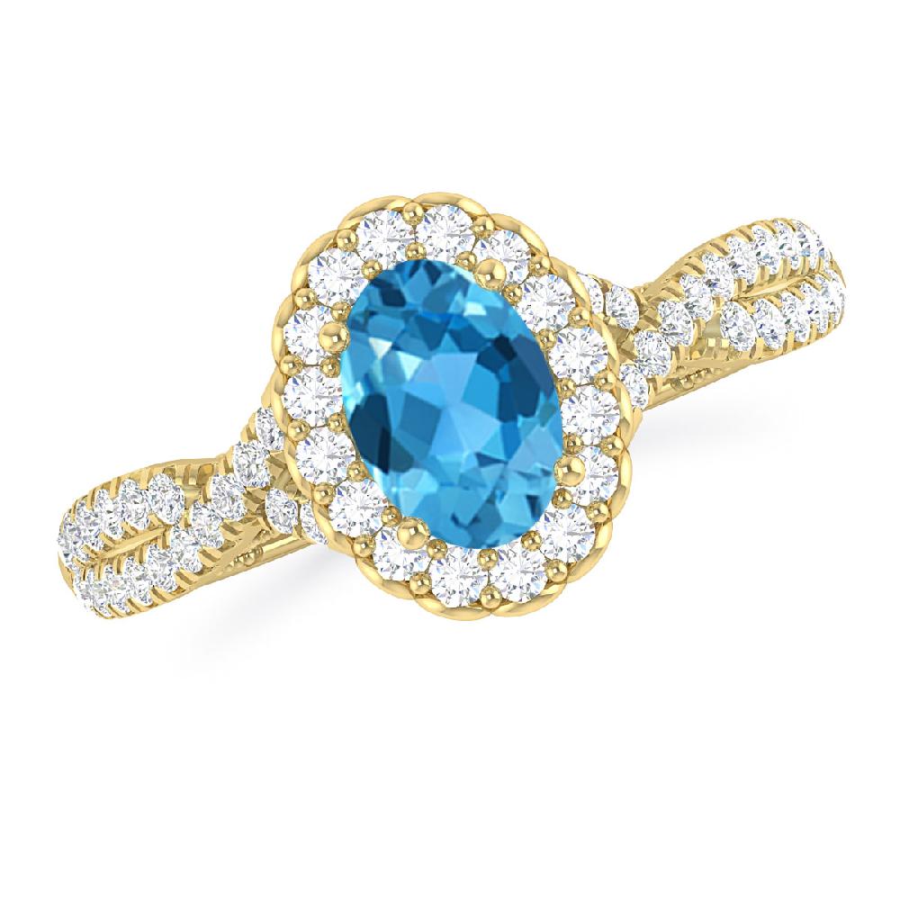 Yellow Gold - Blue Topaz