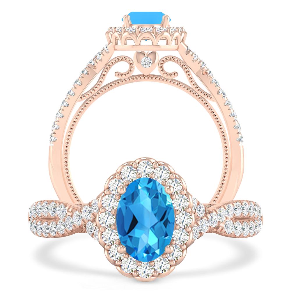 Rose Gold - Blue Topaz