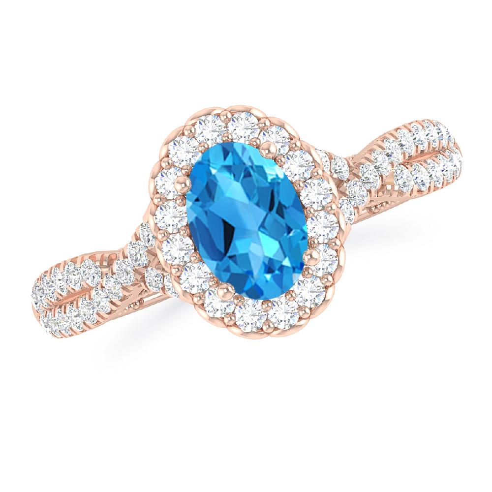 Rose Gold - Blue Topaz