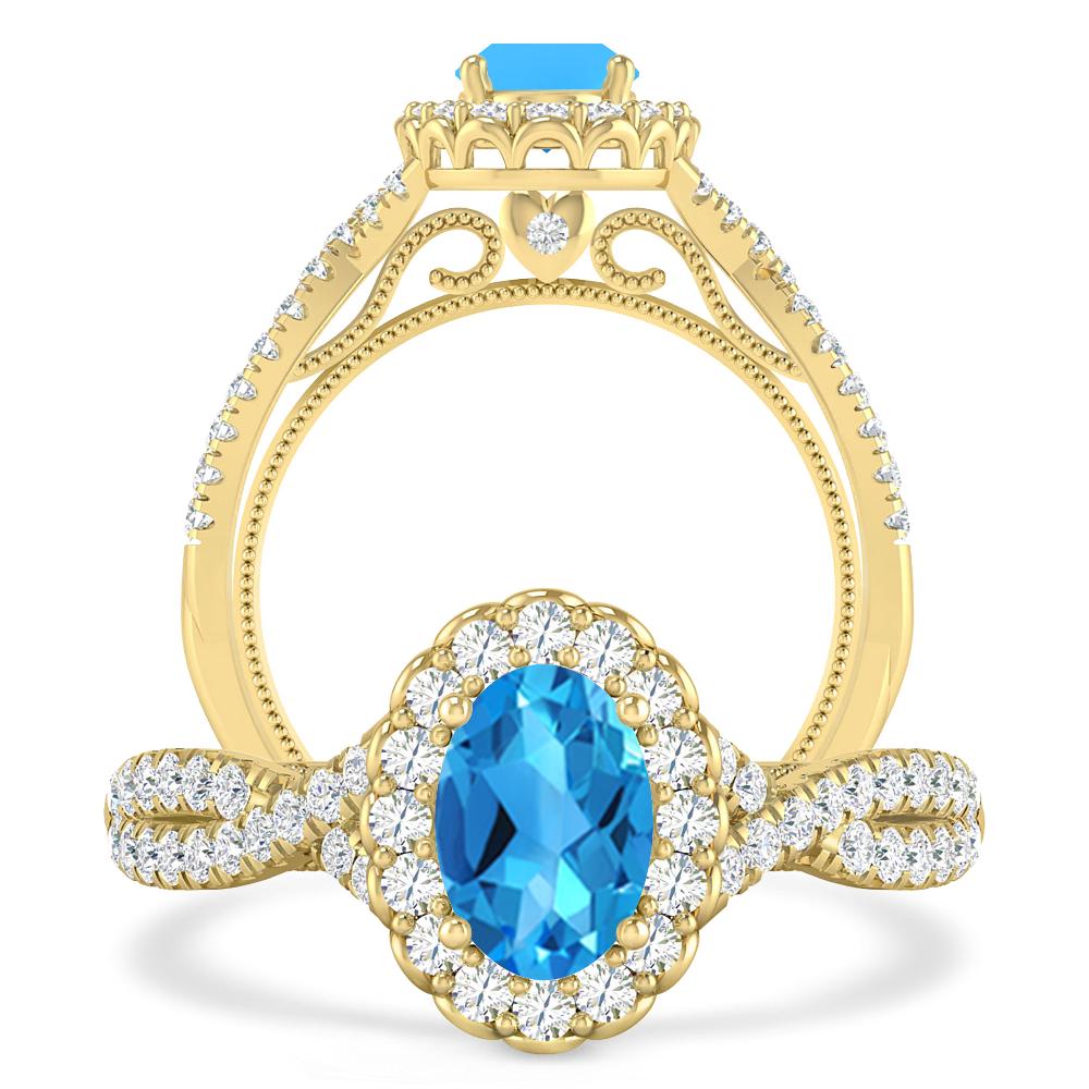 Yellow Gold - Blue Topaz