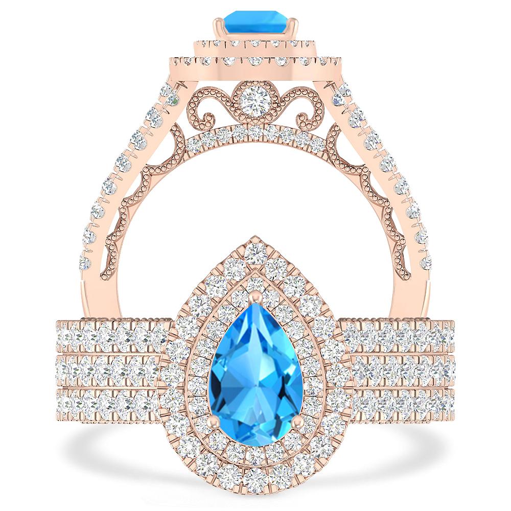 Rose Gold - Blue Topaz