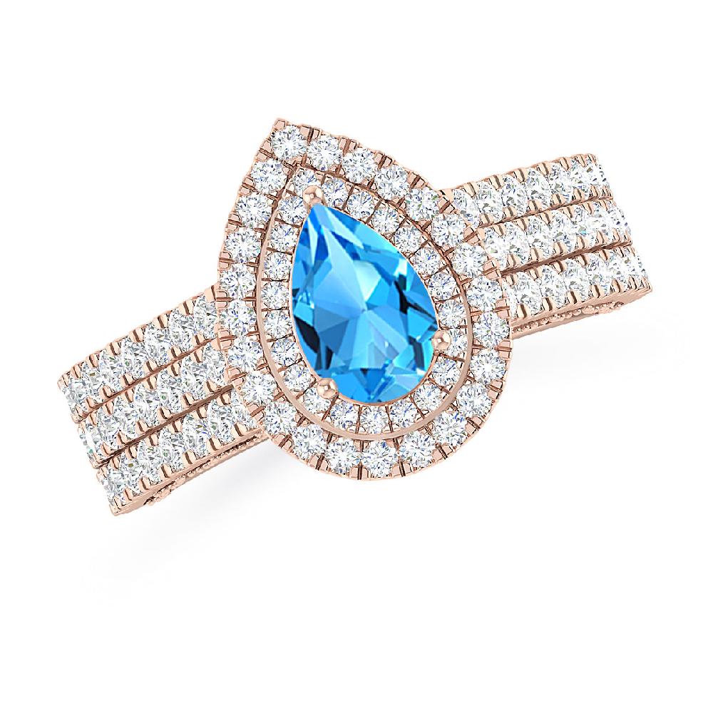 Rose Gold - Blue Topaz