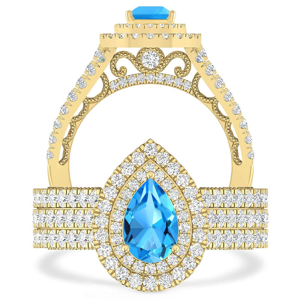 Yellow Gold - Blue Topaz