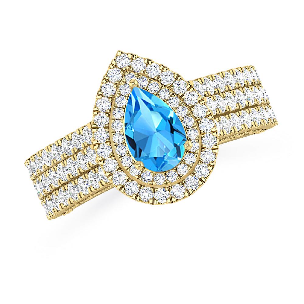 Yellow Gold - Blue Topaz