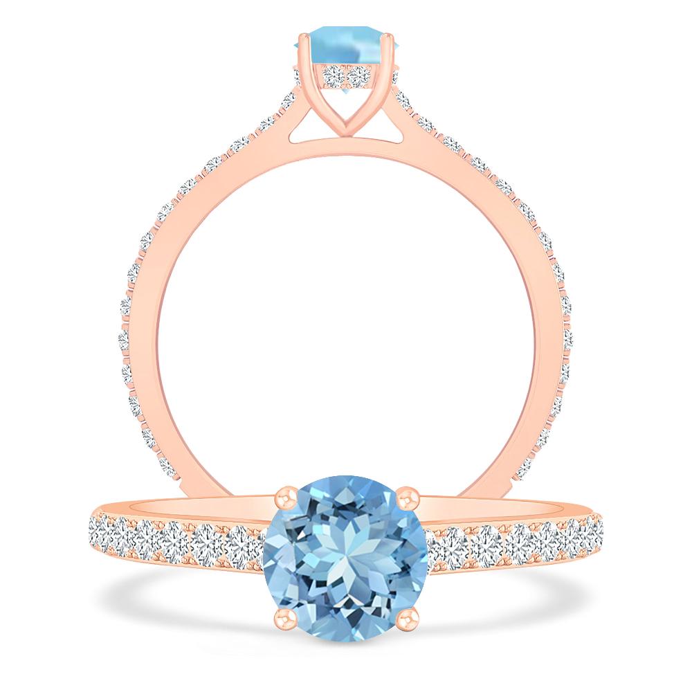 Rose Gold - Aquamarine