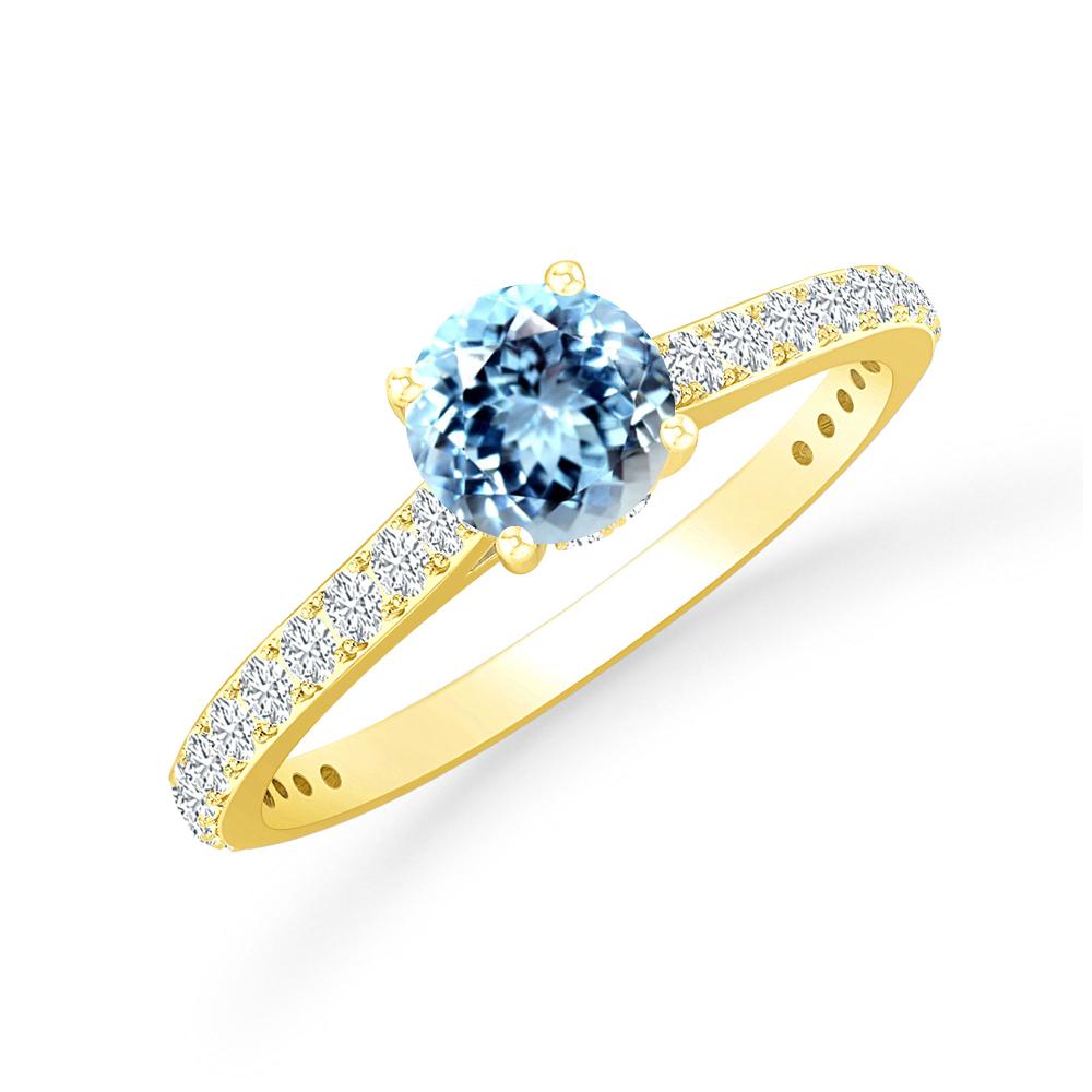 Yellow Gold - Aquamarine