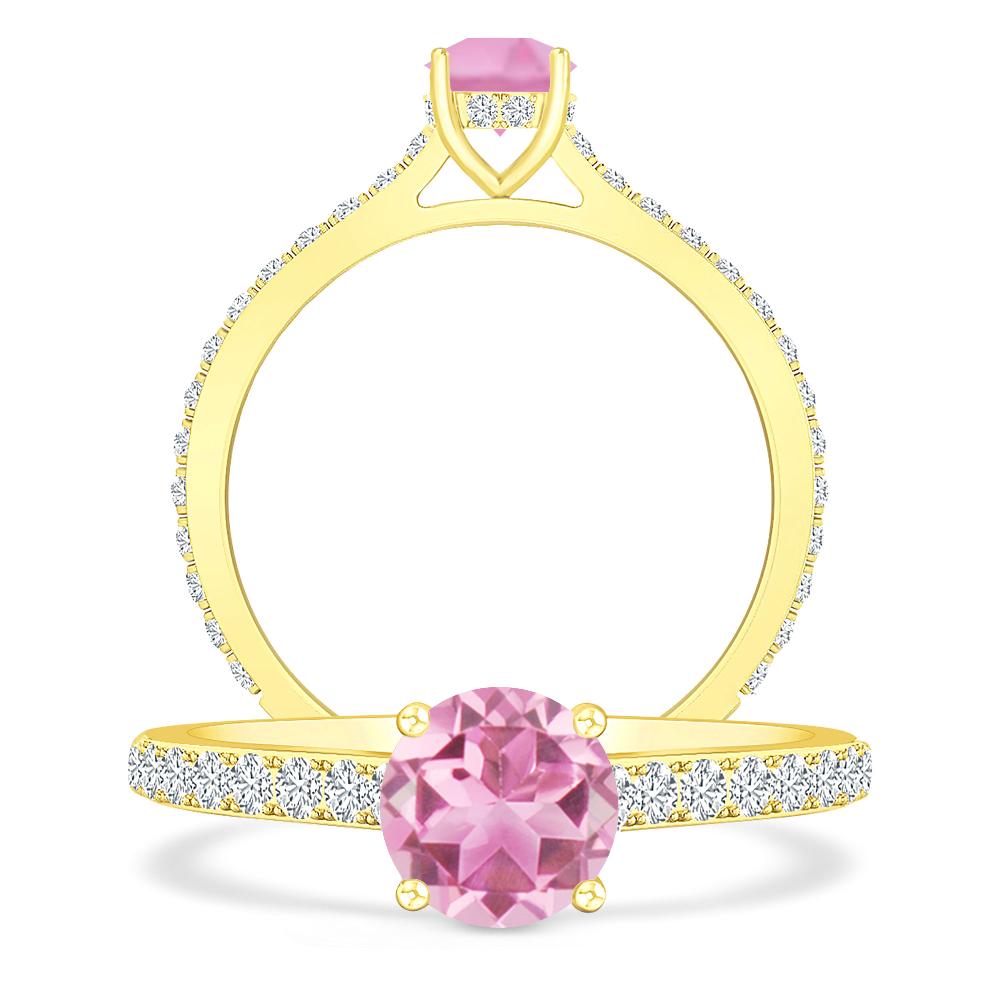 Yellow Gold - Pink Tourmaline