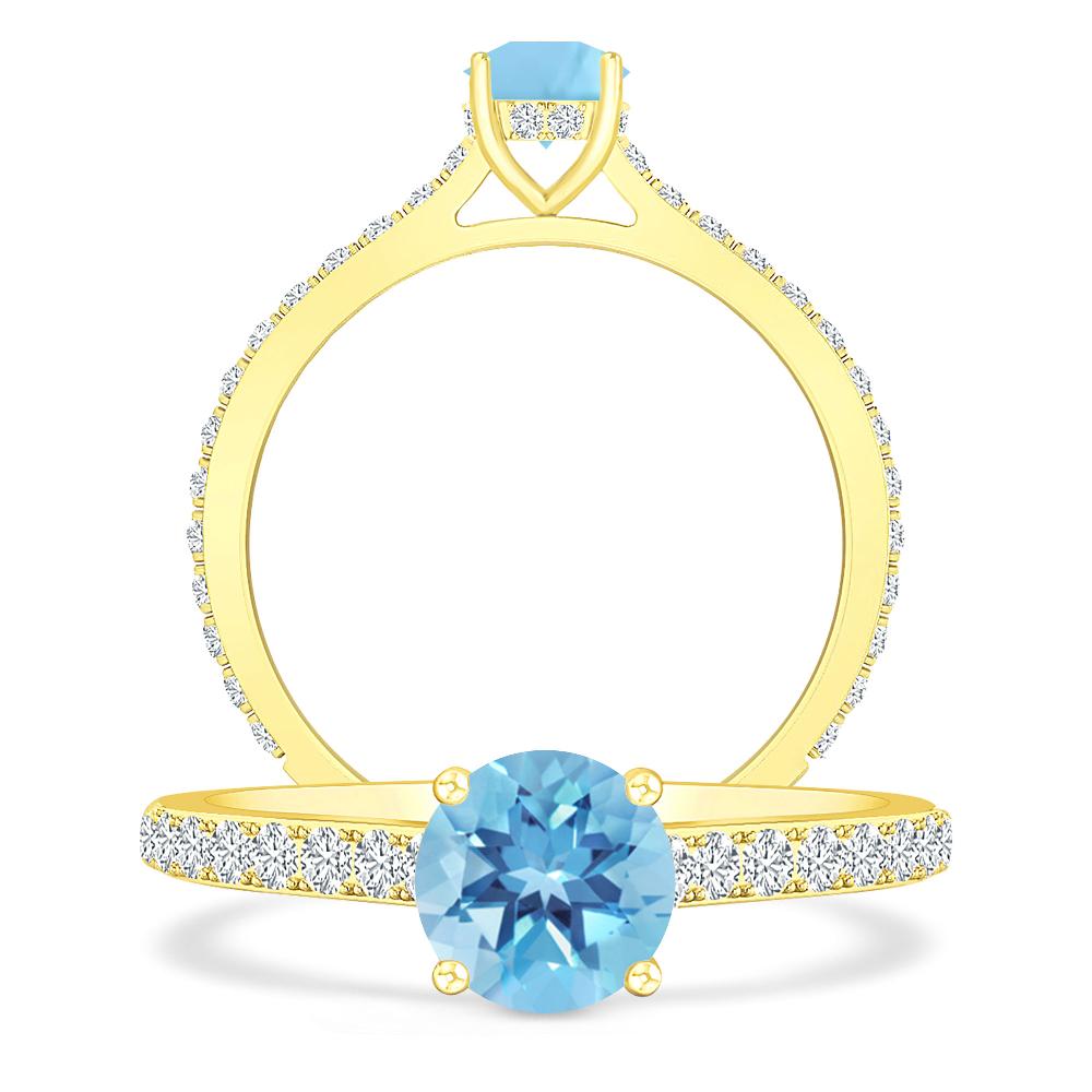 Yellow Gold - Blue Topaz