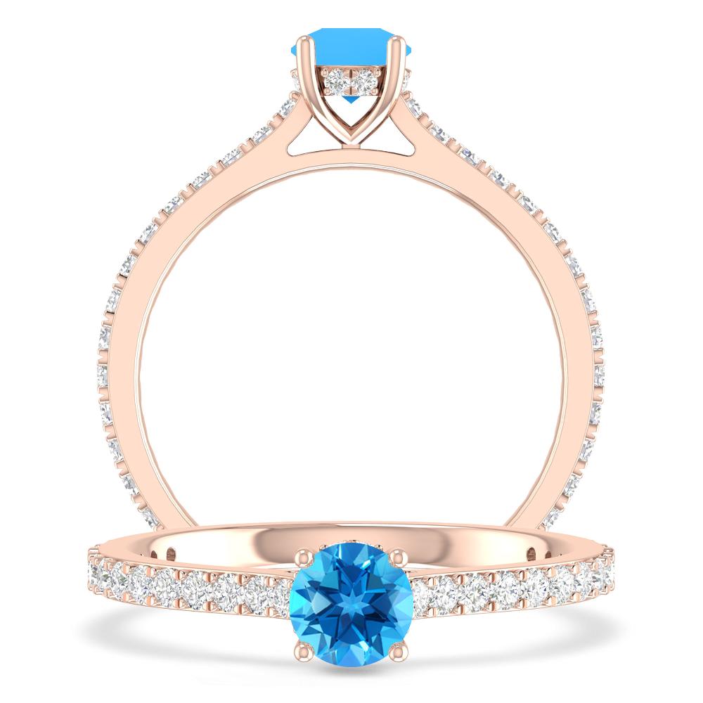 Rose Gold - Blue Topaz