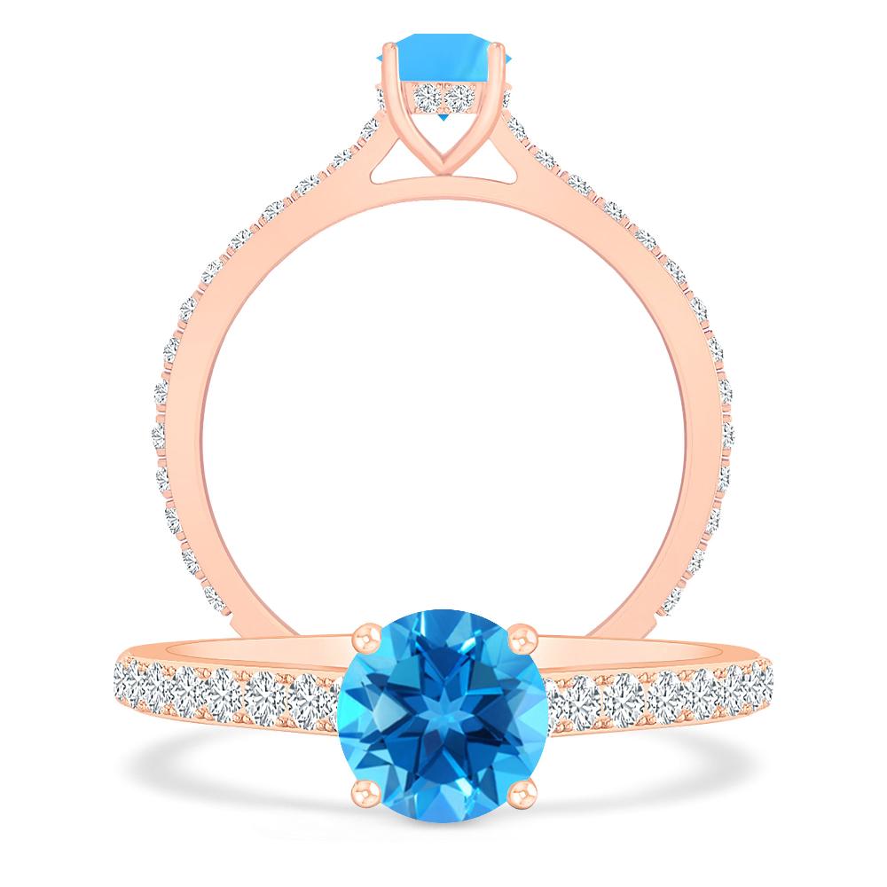 Rose Gold - Blue Topaz