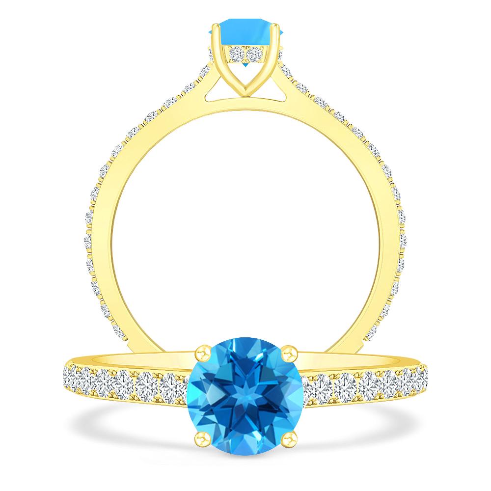 Yellow Gold - Blue Topaz