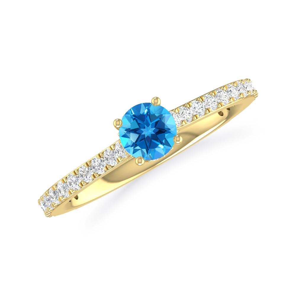 Yellow Gold - Blue Topaz