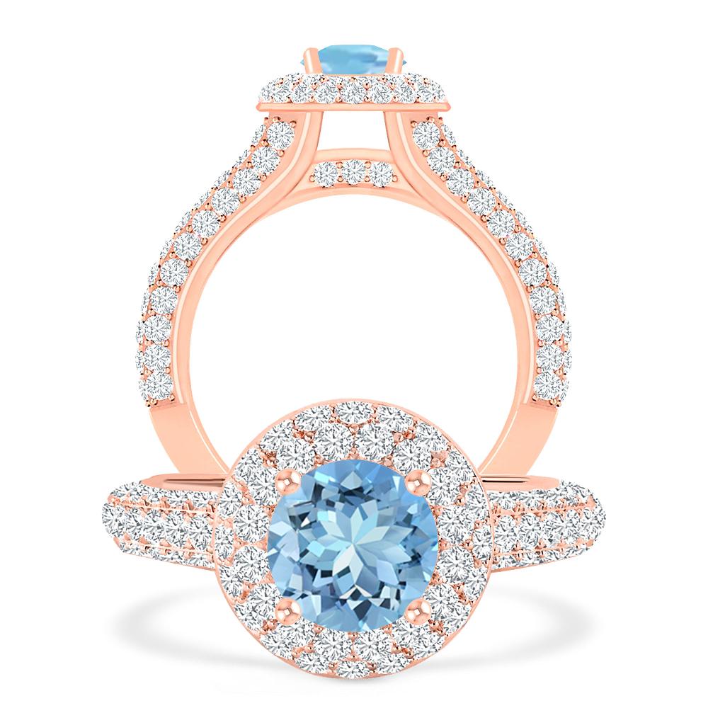 Rose Gold - Aquamarine