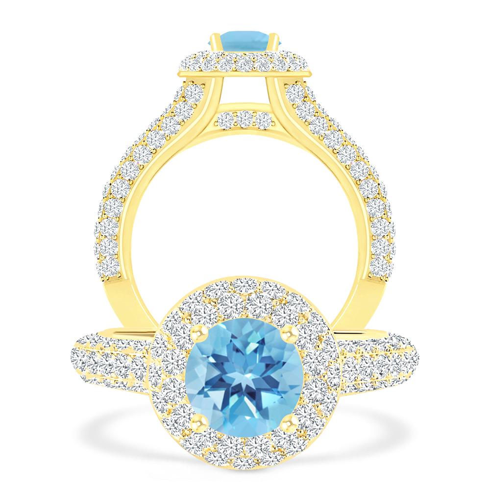 Yellow Gold - Blue Topaz