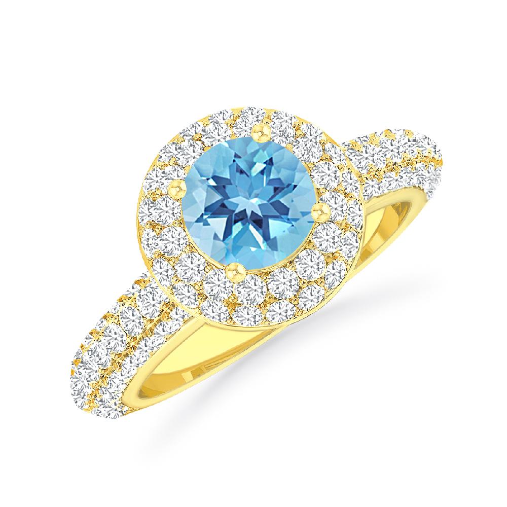 Yellow Gold - Blue Topaz