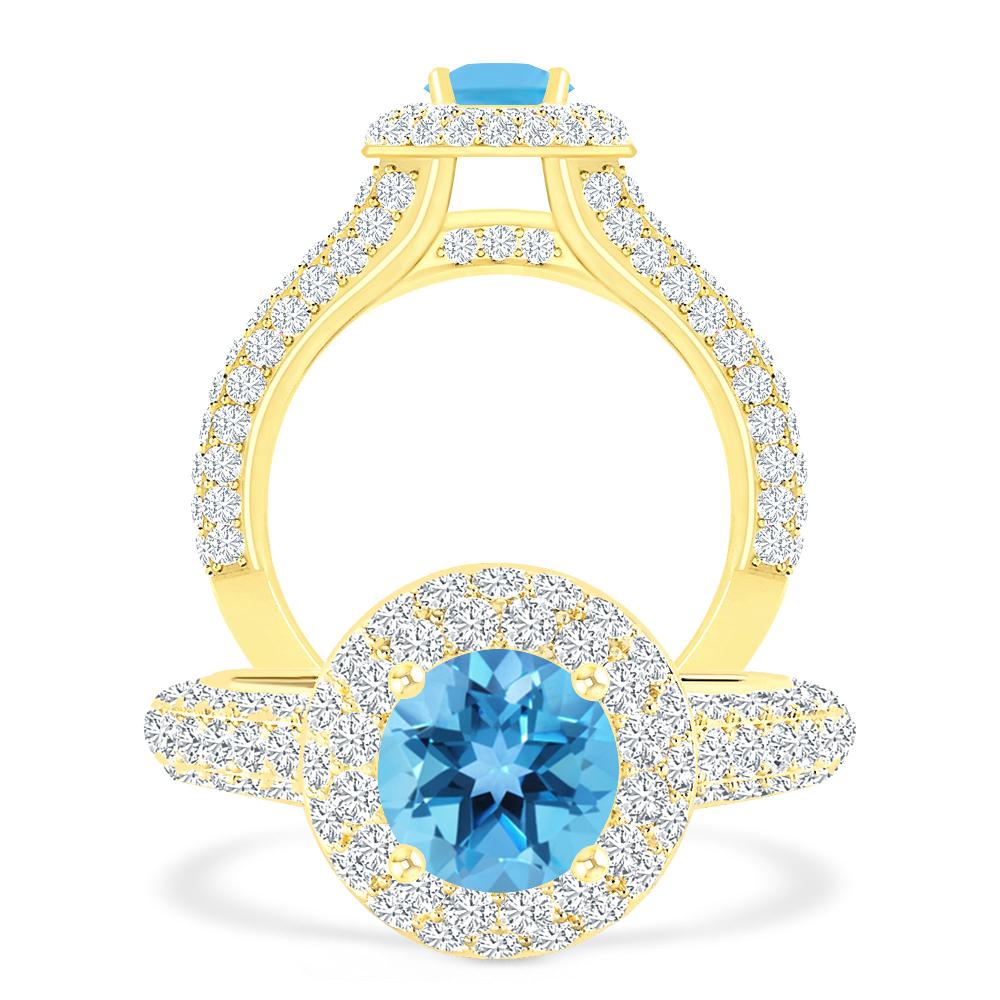 Yellow Gold - Blue Topaz