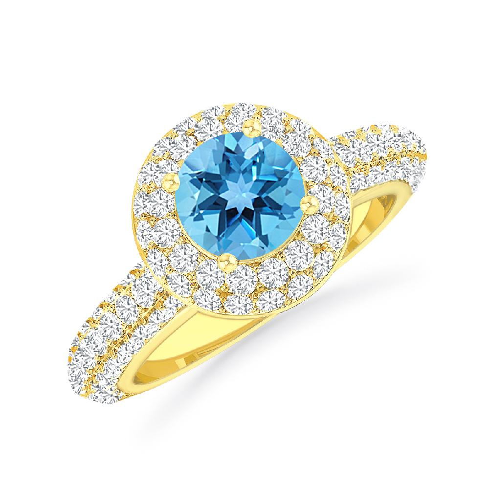 Yellow Gold - Blue Topaz