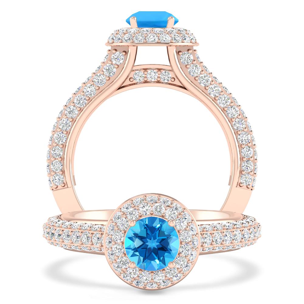 Rose Gold - Blue Topaz