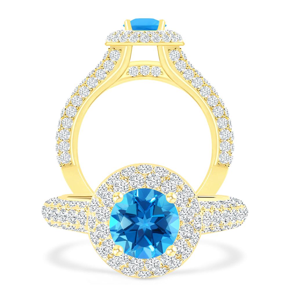 Yellow Gold - Blue Topaz