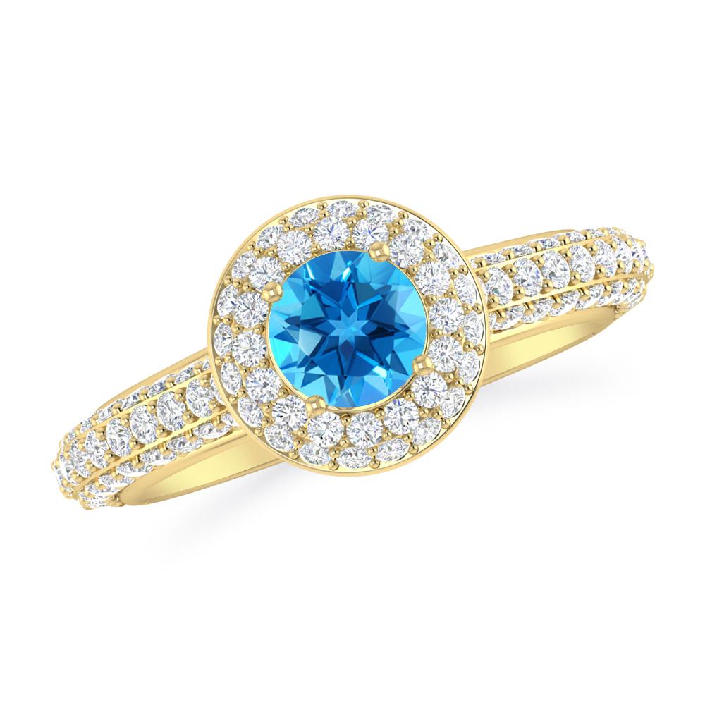 Yellow Gold - Blue Topaz