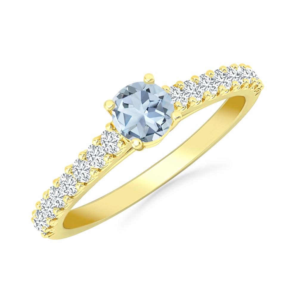 Yellow Gold - Aquamarine