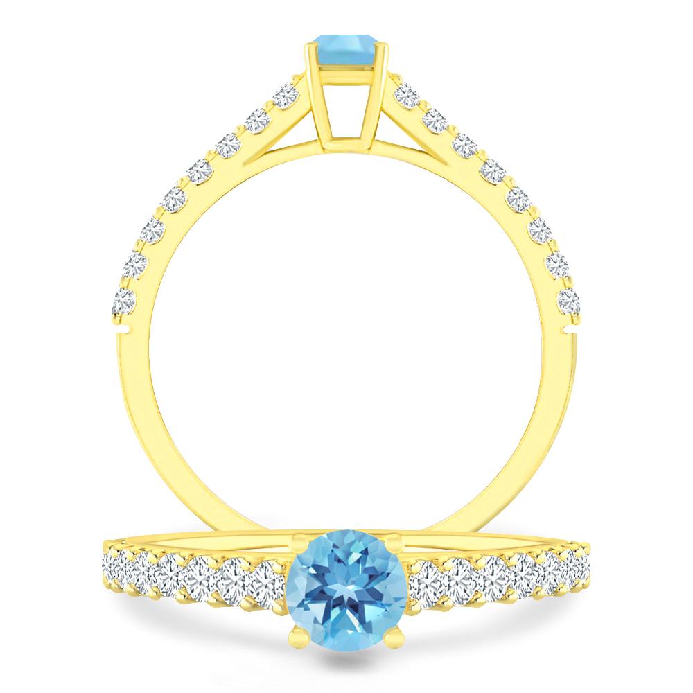 Yellow Gold - Blue Topaz