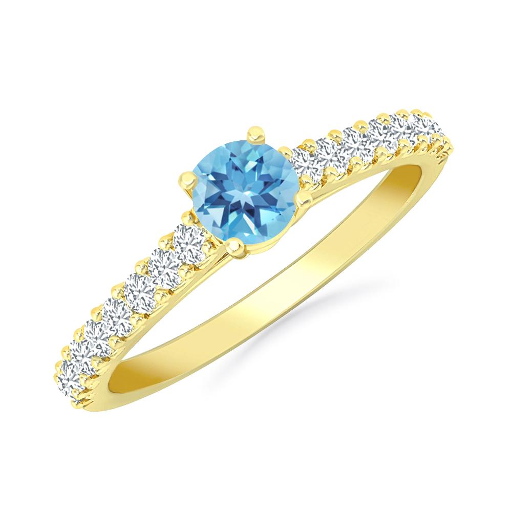 Yellow Gold - Blue Topaz