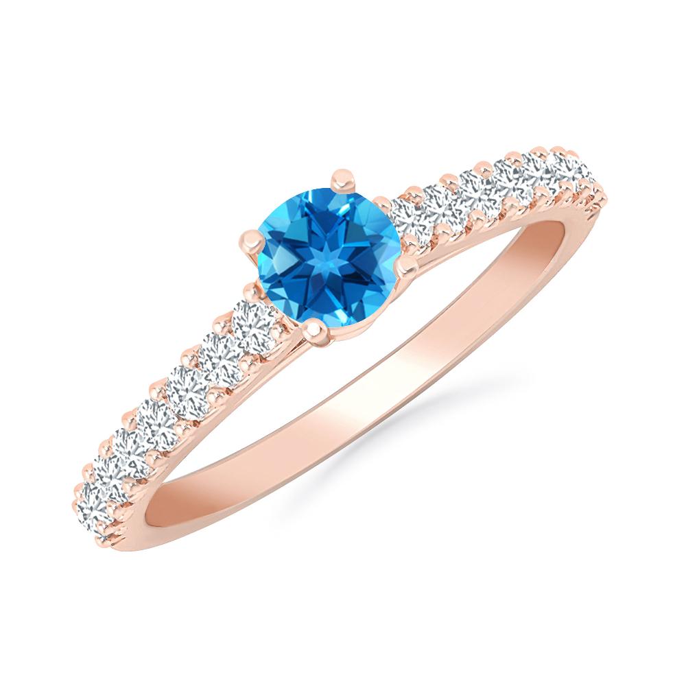 Rose Gold - Blue Topaz