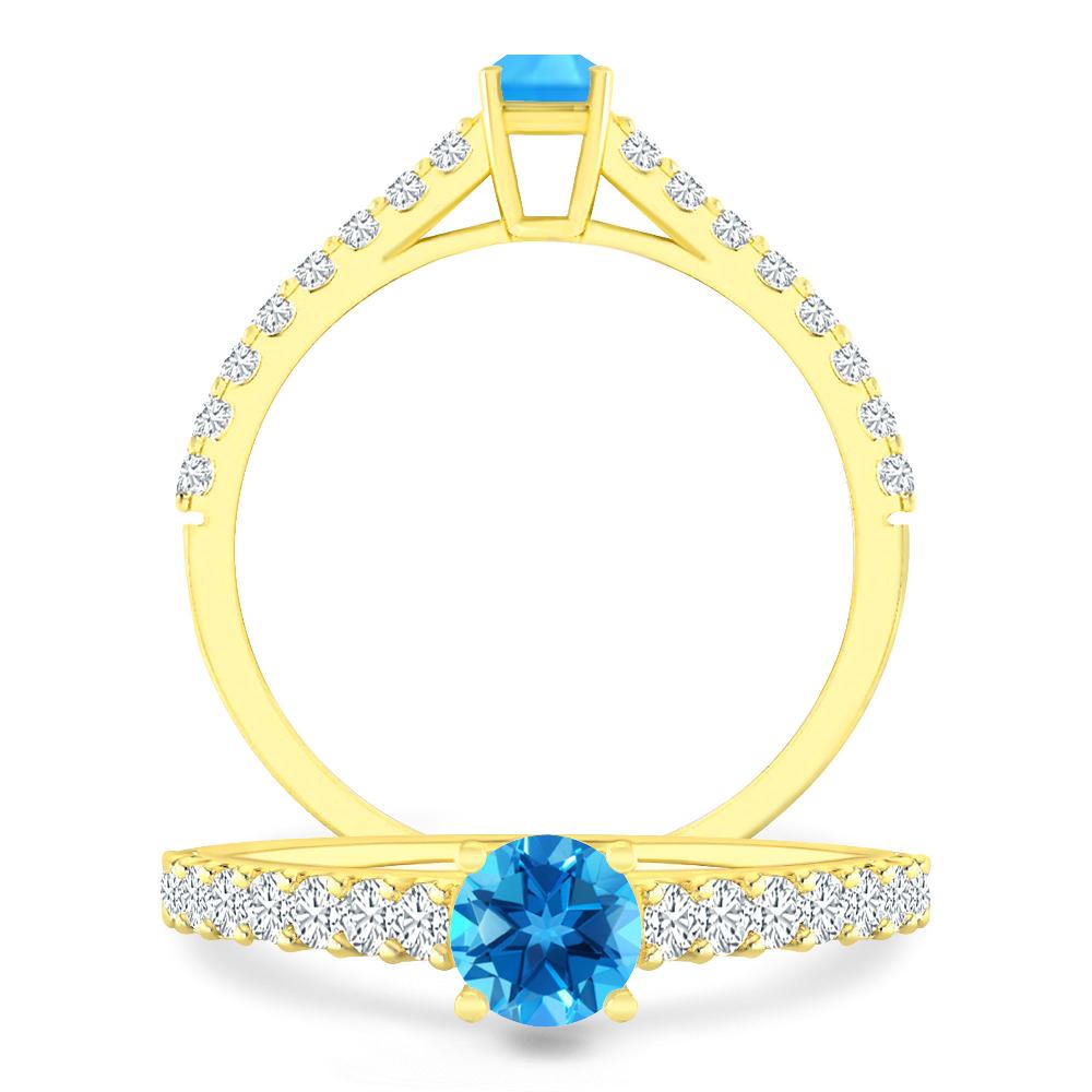 Yellow Gold - Blue Topaz