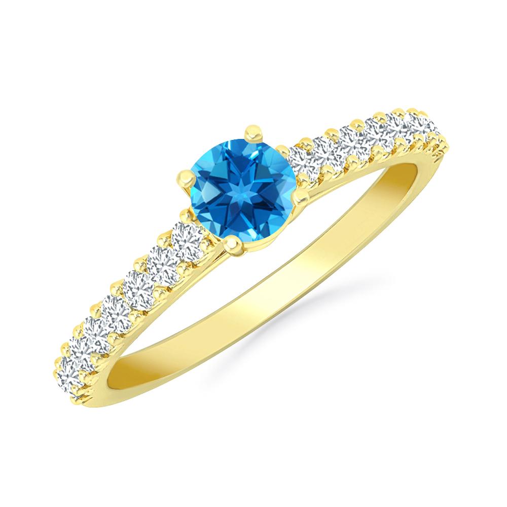 Yellow Gold - Blue Topaz