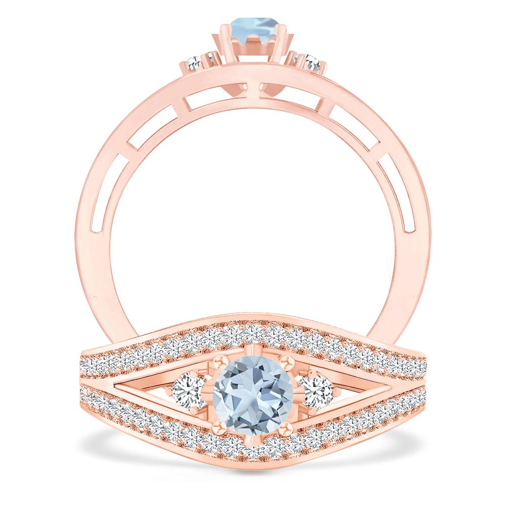 Rose Gold - Aquamarine