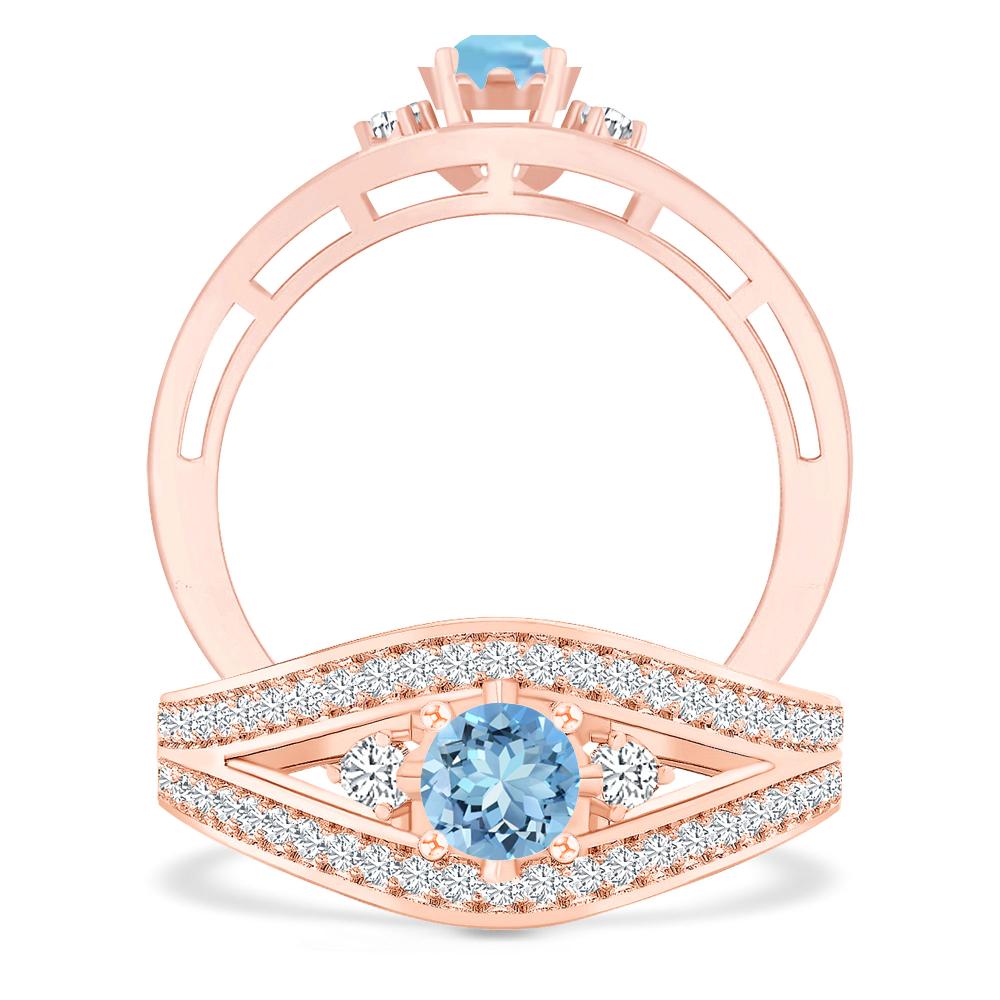 Rose Gold - Aquamarine